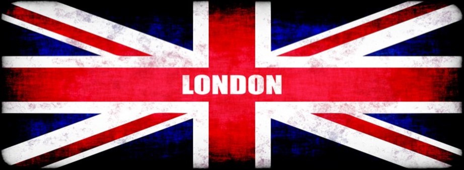 London text over British flag