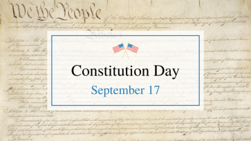 Constitution Day September 17 with image of US constitution as background