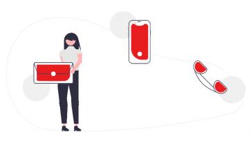 person holding a letter connected toa  phone and cell phone